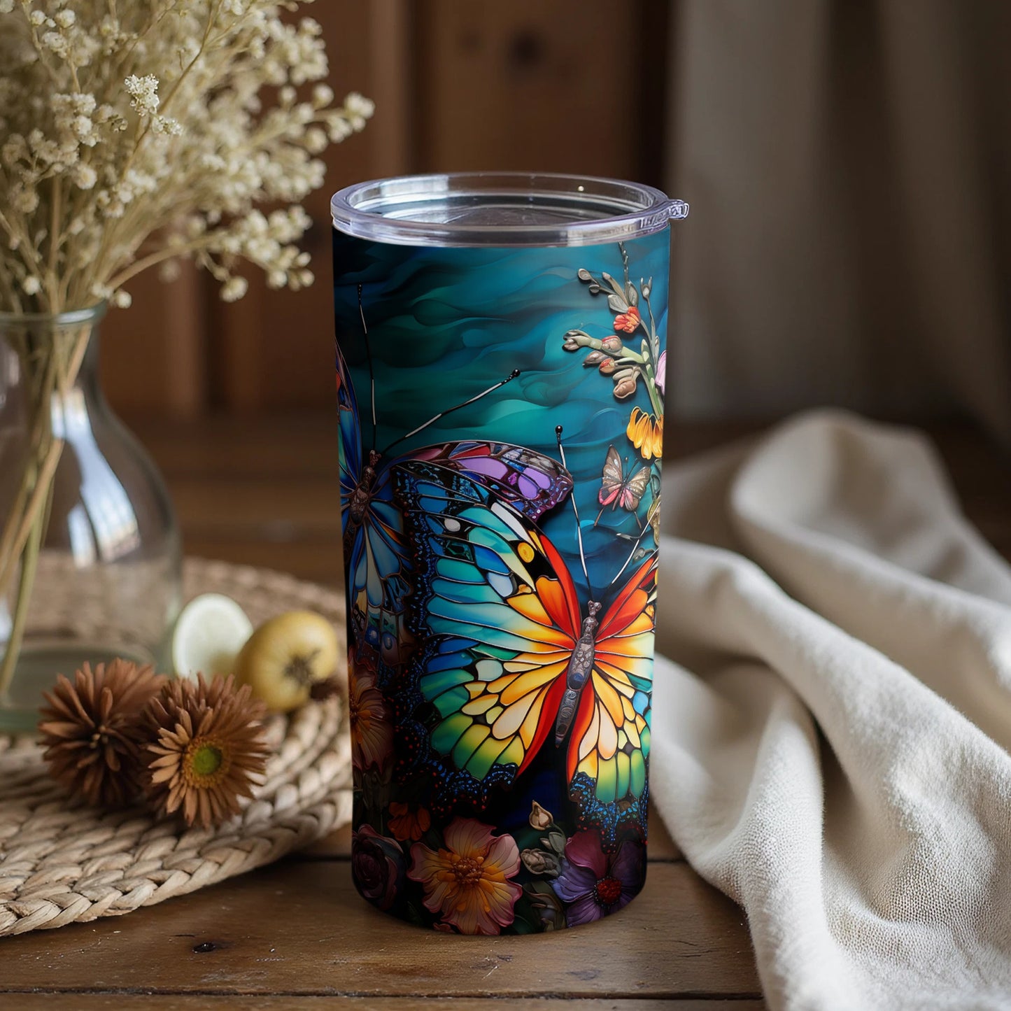 Butterfly Design Insulated Stainless Steel Tumbler