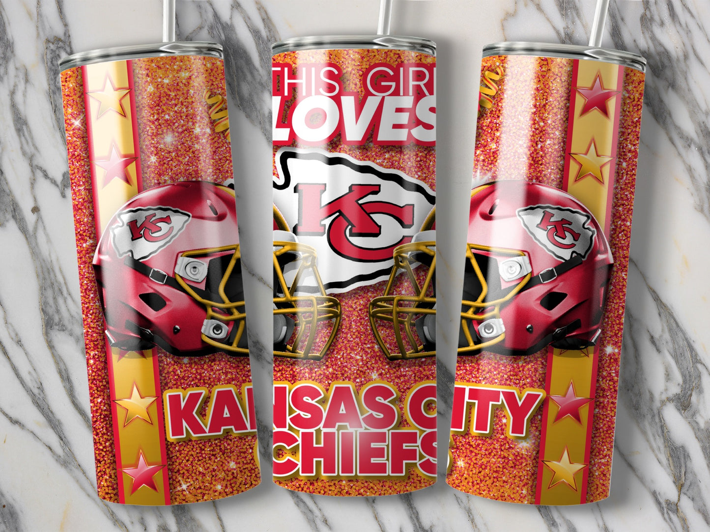 This Girl Loves Kansas City Chiefs Helmet Design Tumblers