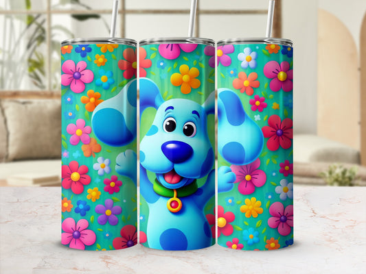 Colorful Character with Floral Background Travel Tumbler