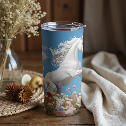 Enchanting Unicorn Tumbler with Floral Details