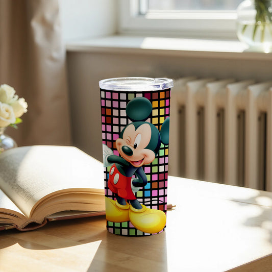 Vibrant Mickey Mouse Checkered Tumbler for Kids