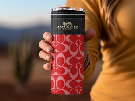 Stylish Red Coach New York Design Travel Tumbler