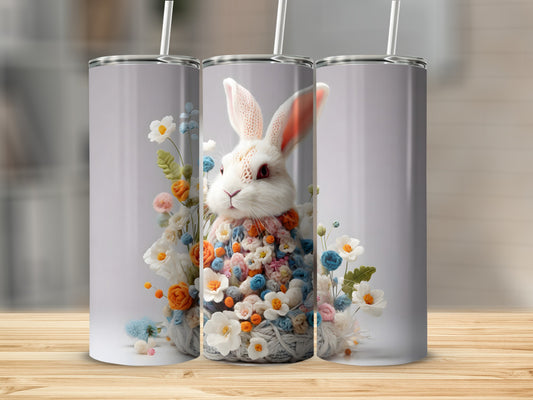 White Bunny Crocheted Flowers Springtime Design product type