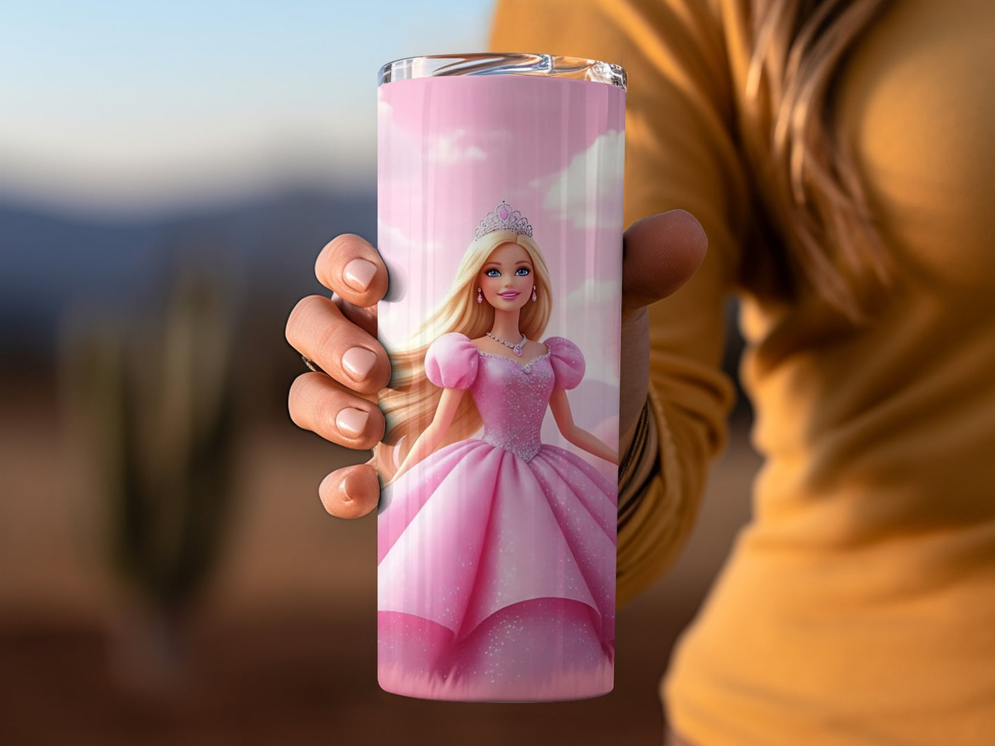 Princess in Pink Dress Illustrated Tumbler Product