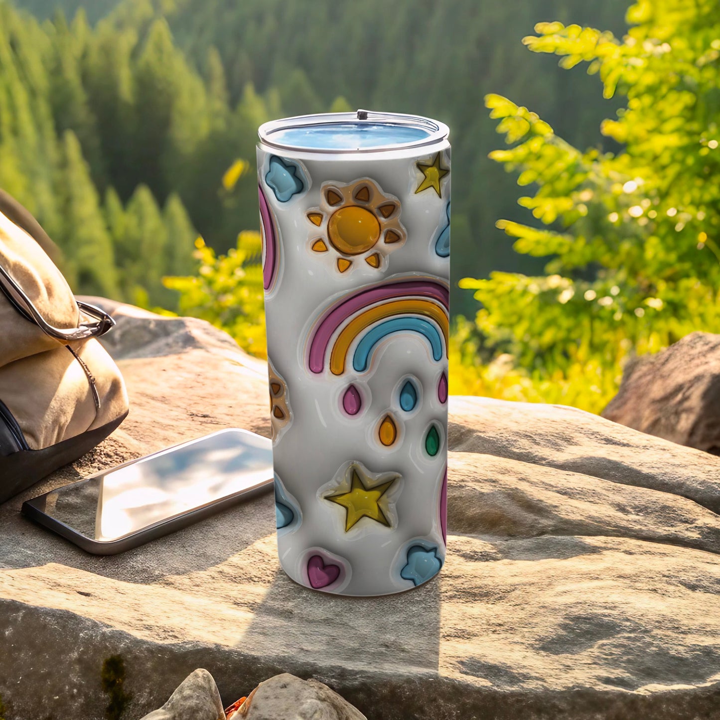 Colorful Sun Cloud Rainbow Star Heart Tumbler product type
