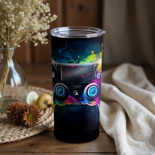 Colorful Gaming Controller Themed Tumbler with Lid