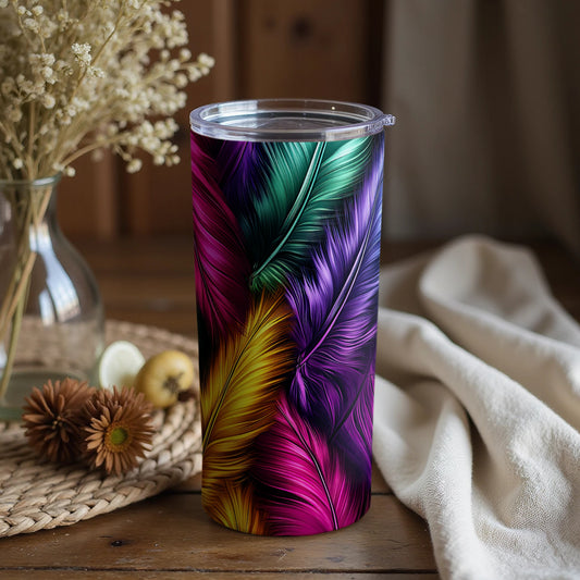 Colorful Feather Pattern Insulated Tumbler