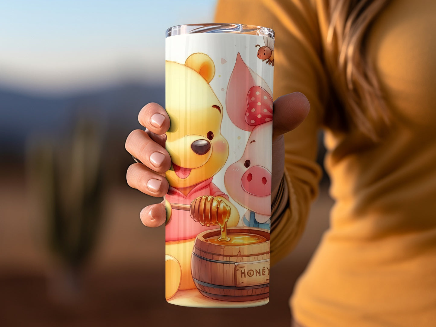 Pooh Piglet Honey Pot Bees Mouse Friends Cartoon Tumblers