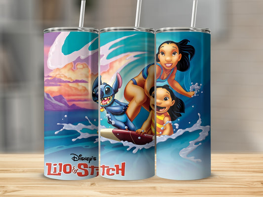 Lilo and Stitch Colorful Surf Adventure Tumbler