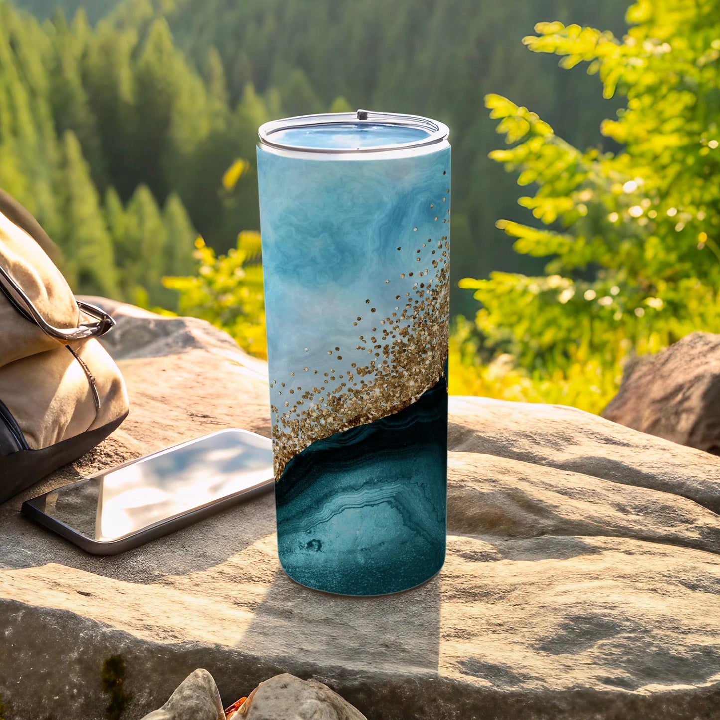 Blue Marble Gold Glitter Agate Swirl Tumbler product type
