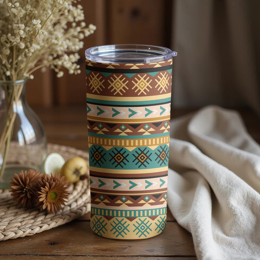 Vibrant Geometric Pattern Insulated Travel Tumbler