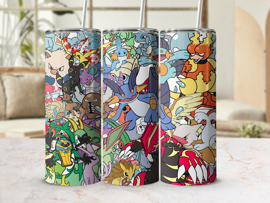 Colorful Anime Character Collage Drink Tumbler