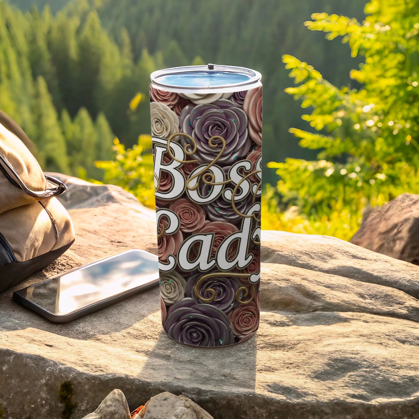 Boss Lady Floral Design Vacuum Insulated Tumbler Cup