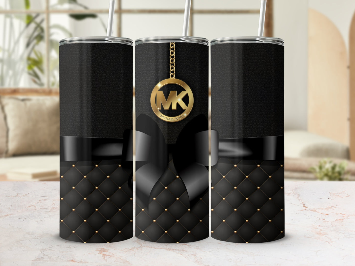 Luxurious Designer Black Gold Patterned Tumbler Cup