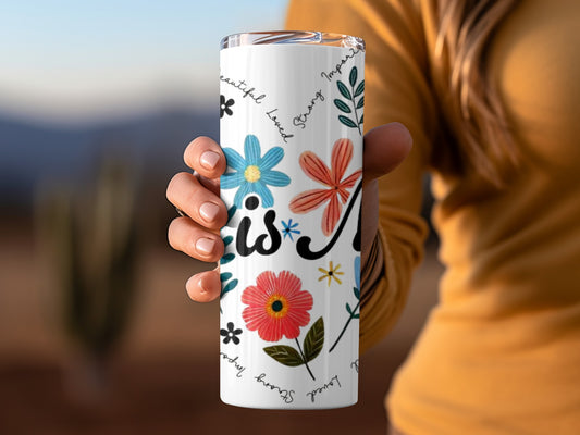 Inspirational Floral Print Travel Tumbler