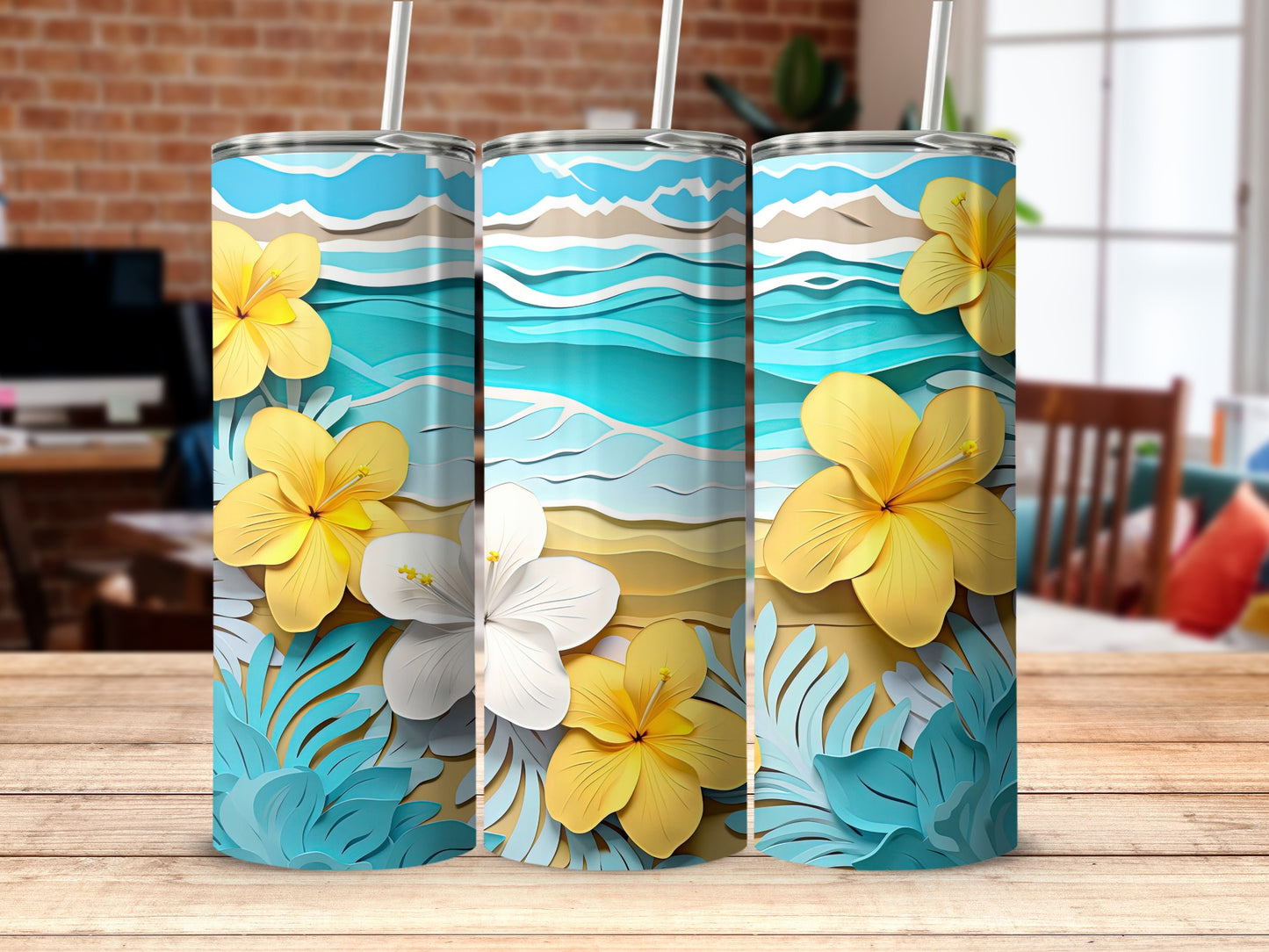 Floral Beach Theme Tumbler Perfect For Any Occasion