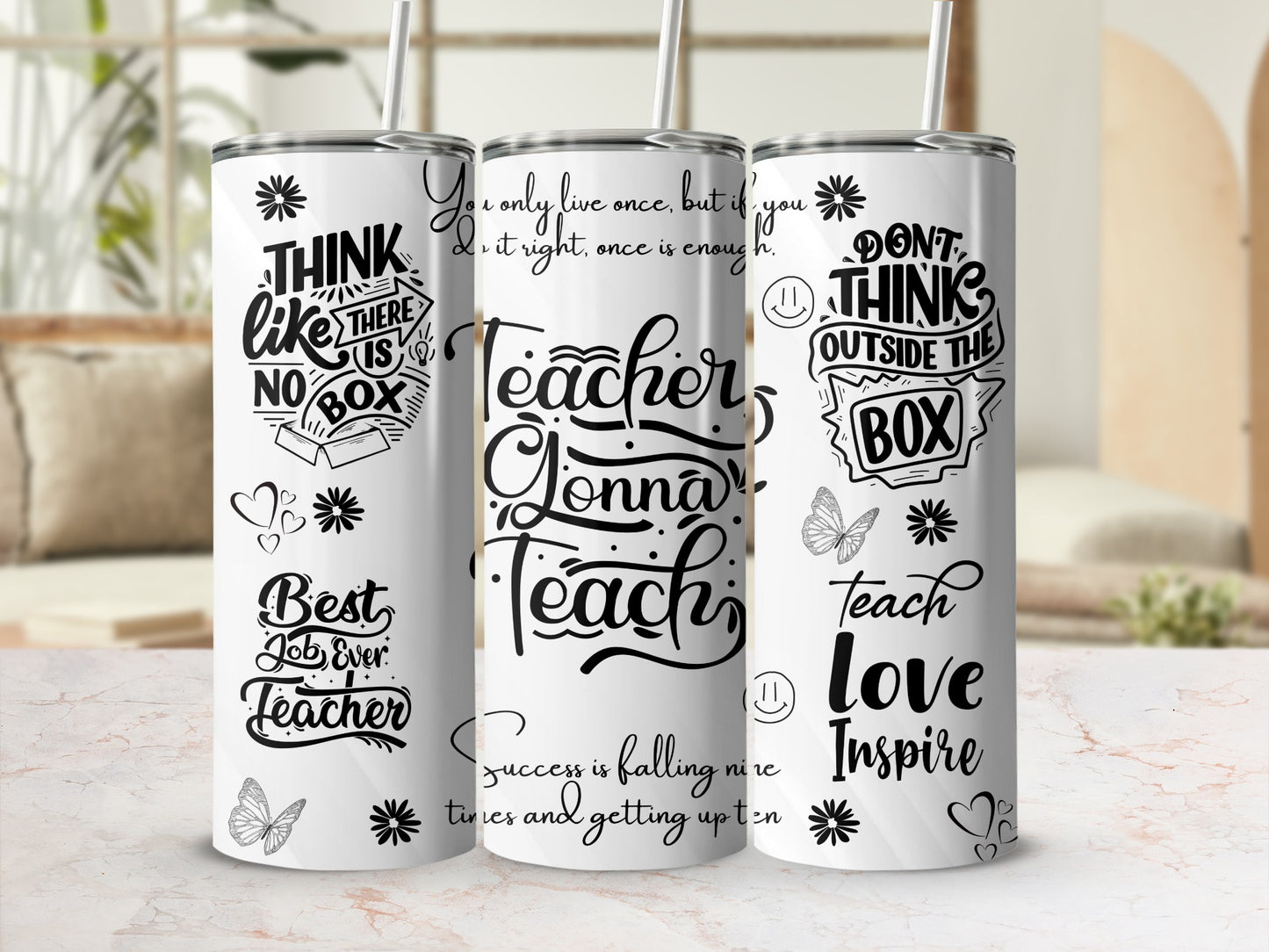 Inspirational Teacher Themed Stainless Steel Tumbler