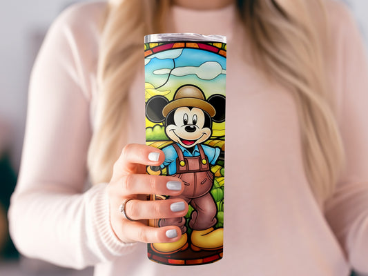 Colorful Mickey Mouse Stained Glass Tumbler Cup