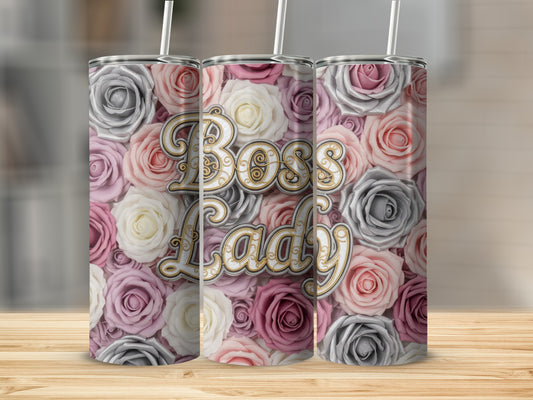 Boss Lady Floral Pattern Tumbler for Stylish Drinkware