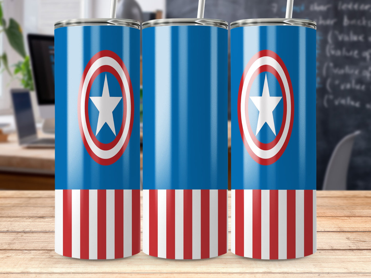 Patriotic Stripes Shield Design Blue White Red Tumblers
