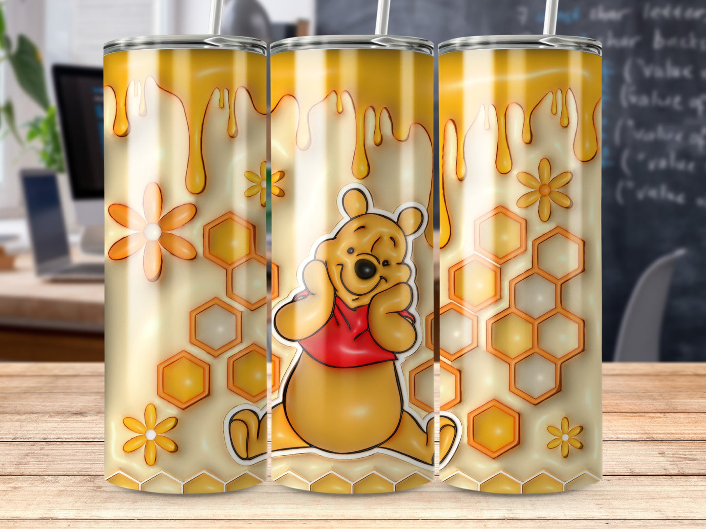 Winnie the Pooh Themed Honeycomb Insulated Tumbler