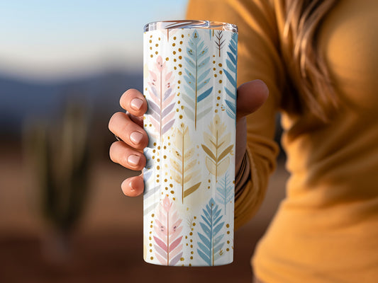 Colorful Leaf Pattern Insulated Tumbler Travel Mug