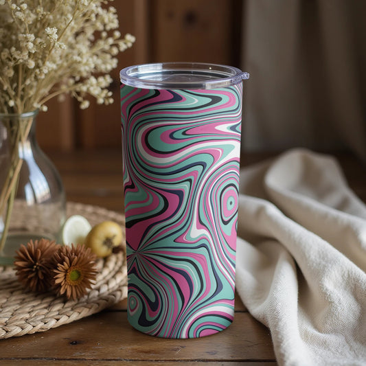 Swirling Pink and Teal Tumbler for Stylish Beverages
