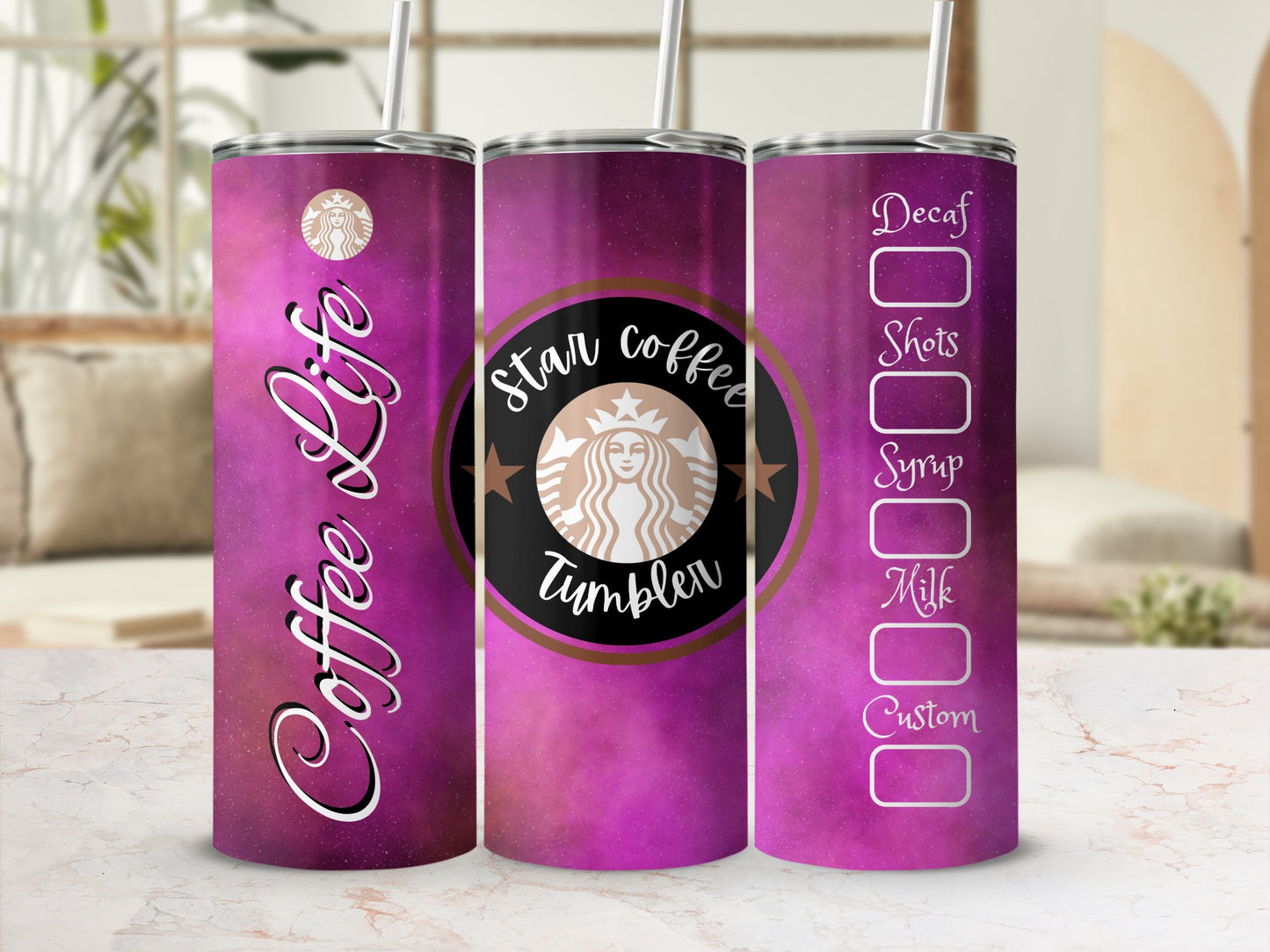 Coffee Life Star Coffee Purple Design Tumbler