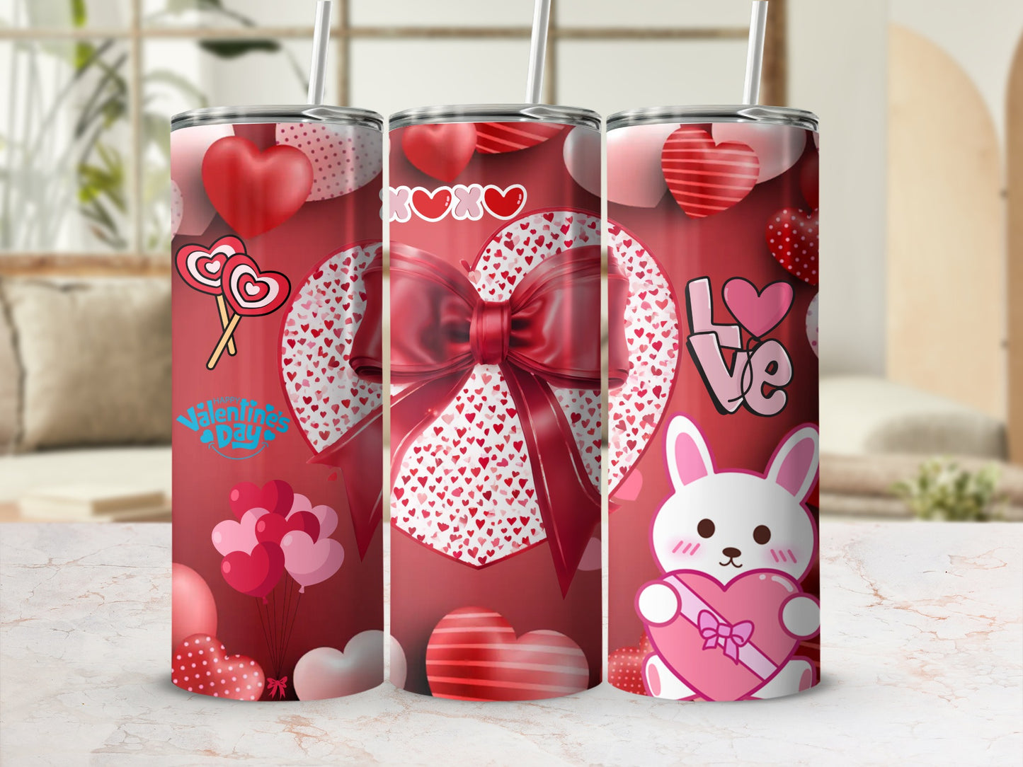 Valentine's Day Hearts and Love Tumblers
