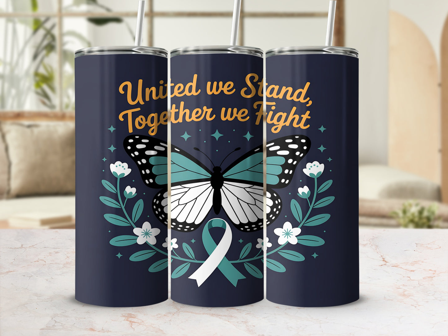United We Stand Together We Fight with Butterfly Design