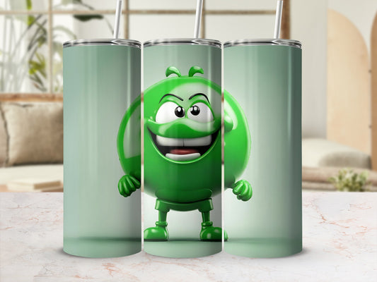 Smiling Green Cartoon Character Insulated Tumbler