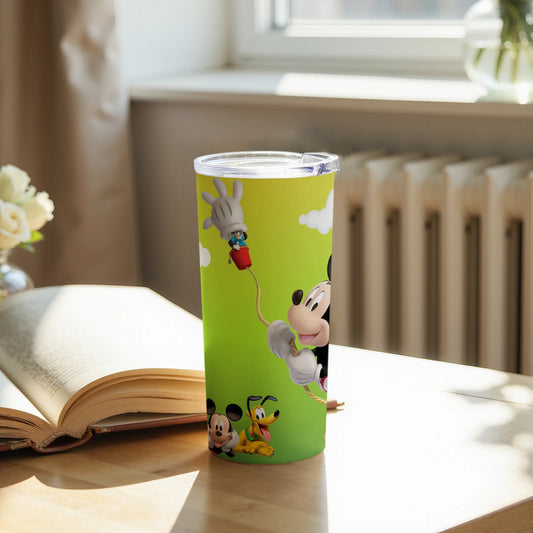 Green Tumbler with Cartoon Characters Design