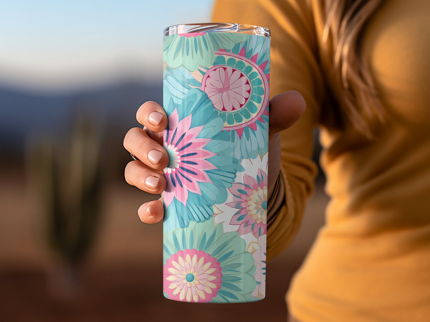 Floral Multicolor Insulated Tumbler Cup for Beverages