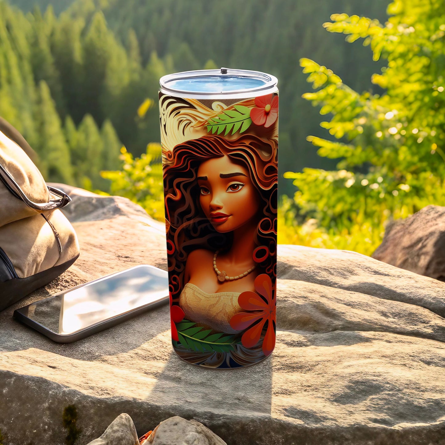 Vibrant Floral Lady Design Insulated Tumbler Cup