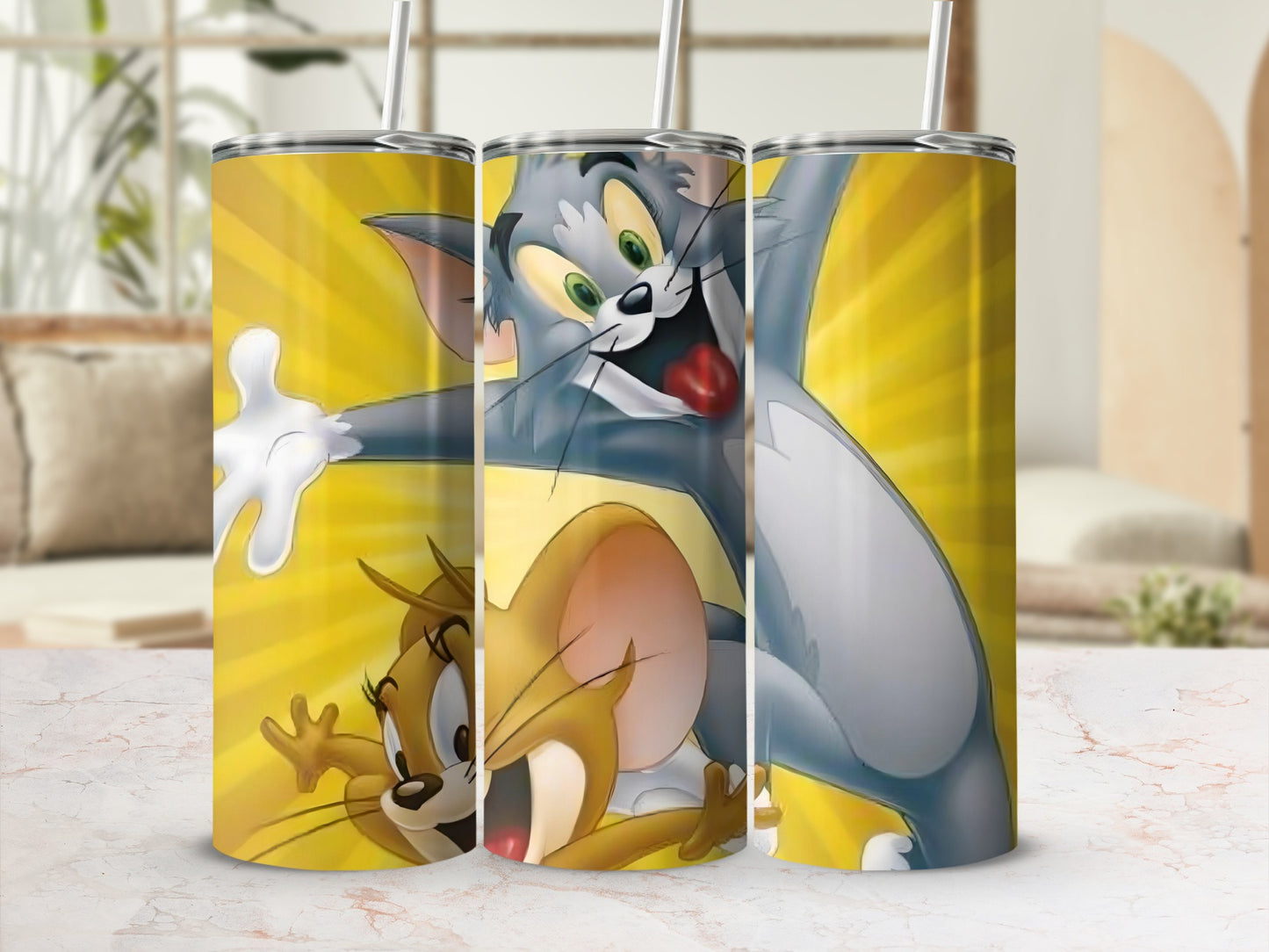 Tom and Jerry Tumbler Cartoon Illustrated Design