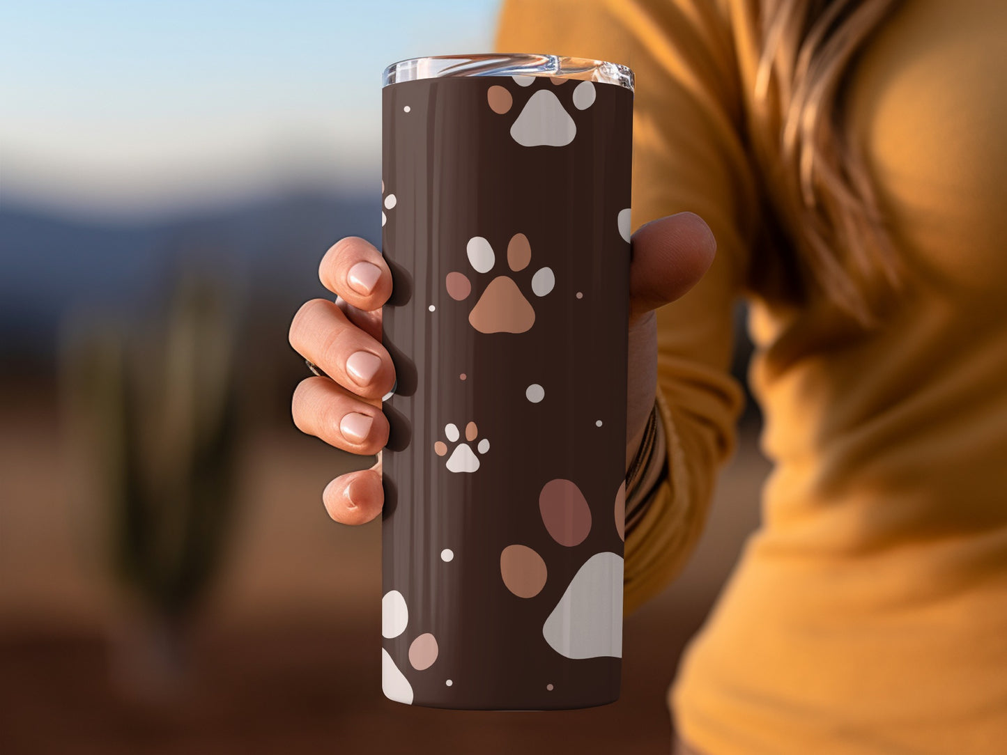 Paw Print Pattern Travel Tumbler Ideal for Pet Lovers