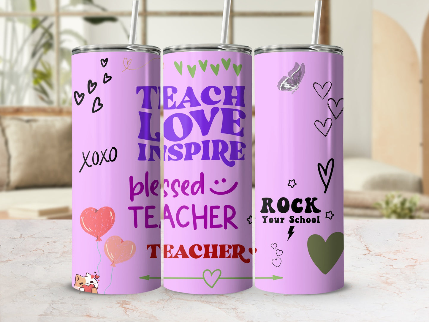 Teach Love Inspire Blessed Teacher Insulated Tumbler