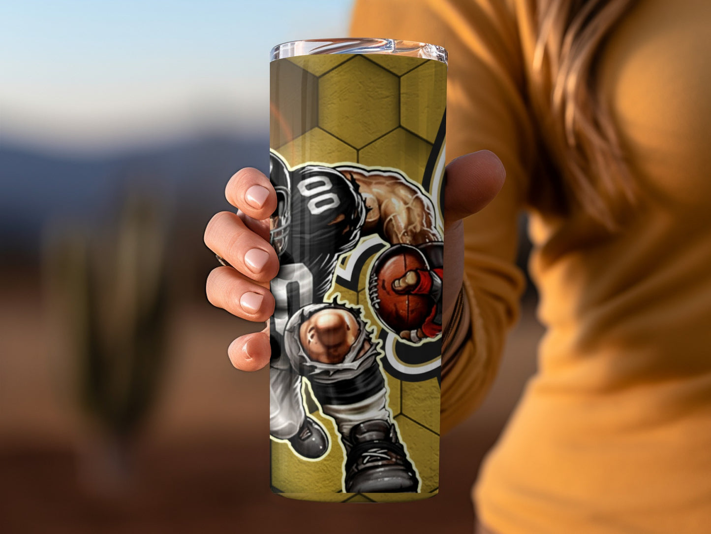 Sports Illustration Football and Basketball Tumbler