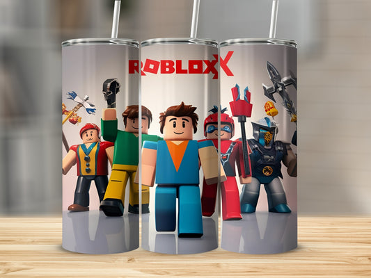 Roblox characters on a tumbler.