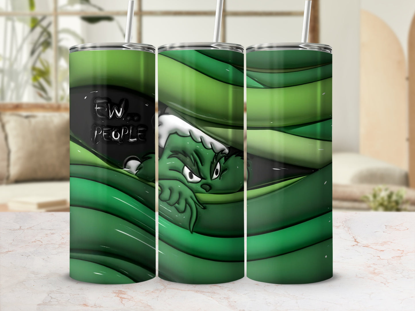 Ew People Funny Green Grinch Tumbler Cup Gift Item