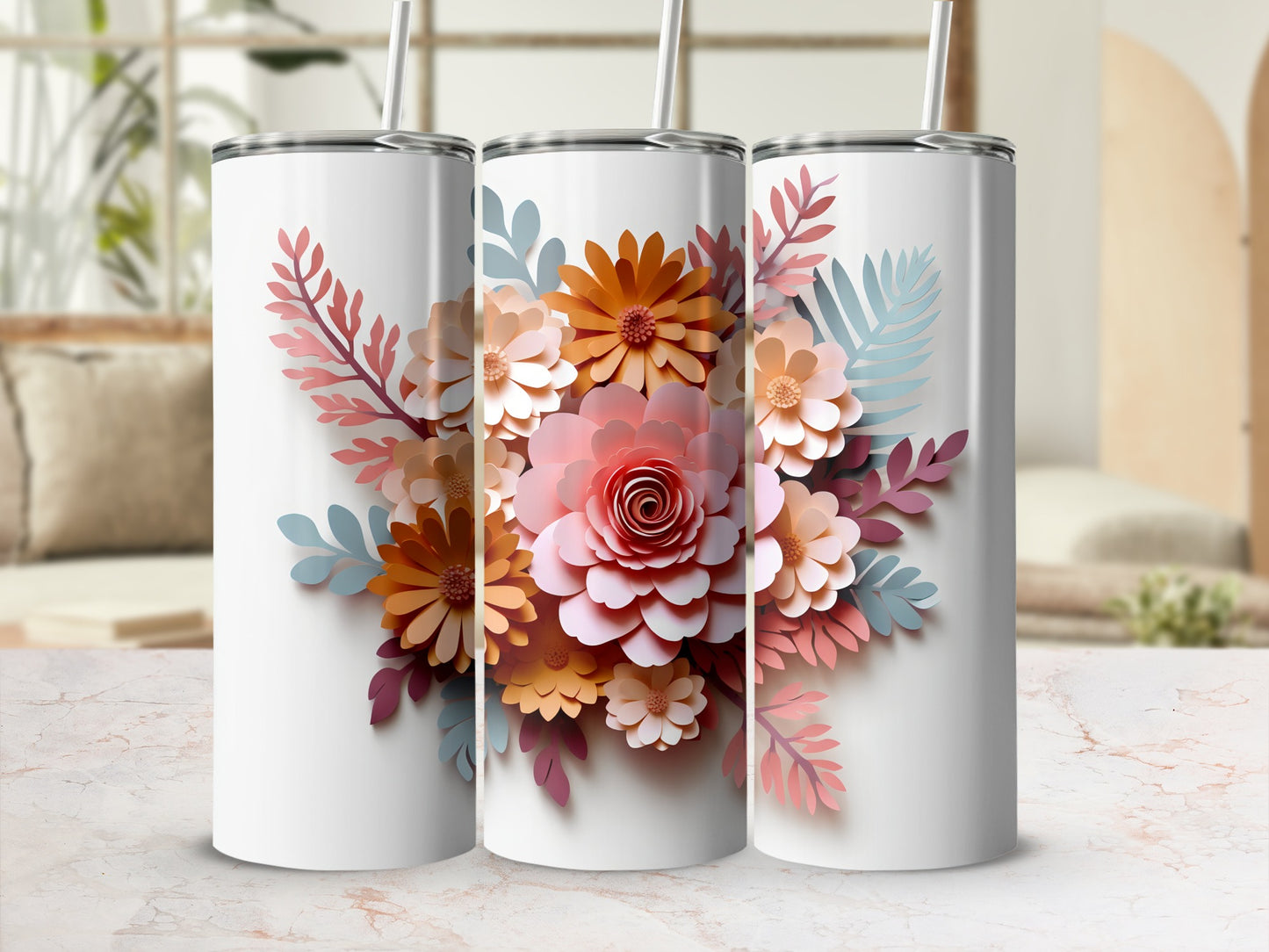 Vibrant Floral Design Tumbler Perfect for Everyday Use