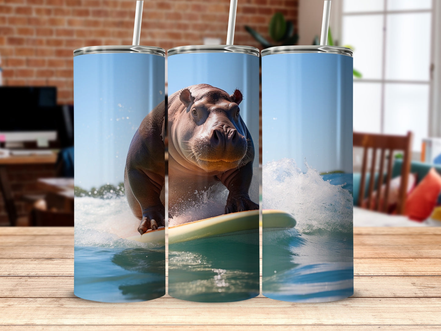 Wild Surfing Hippo Ocean Waves Board Ride Tumbler
Hippo, Surfing, Waves, Ocean, Animal, Cute, Funny, Unique, Watersports, Surfboard, Summer, Beach, Adventure, Wild Animal, Drinkware, Beverage, Gift Idea, Novelty, Tropical, Surfer Hippo