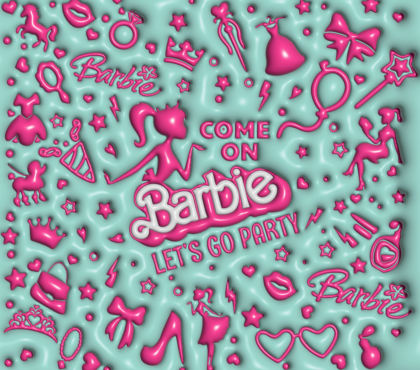 Teal and Pink Barbie tumbler