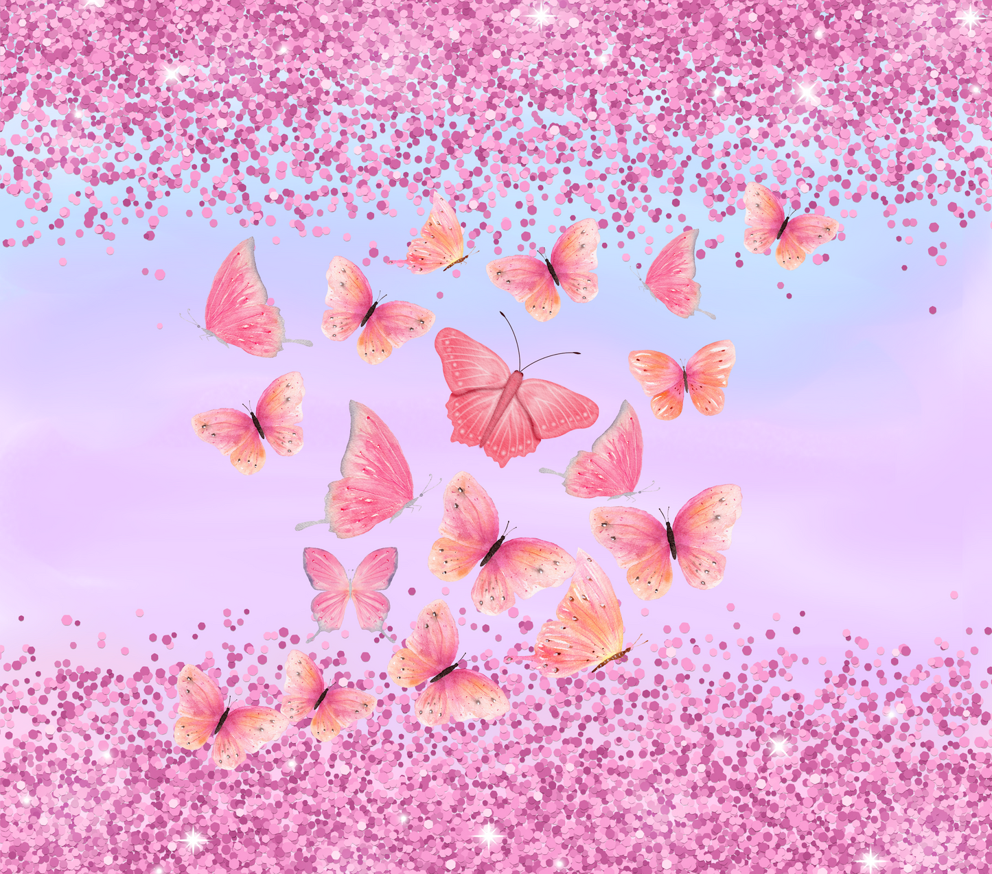 Pink Butterfly Glittery tumbler