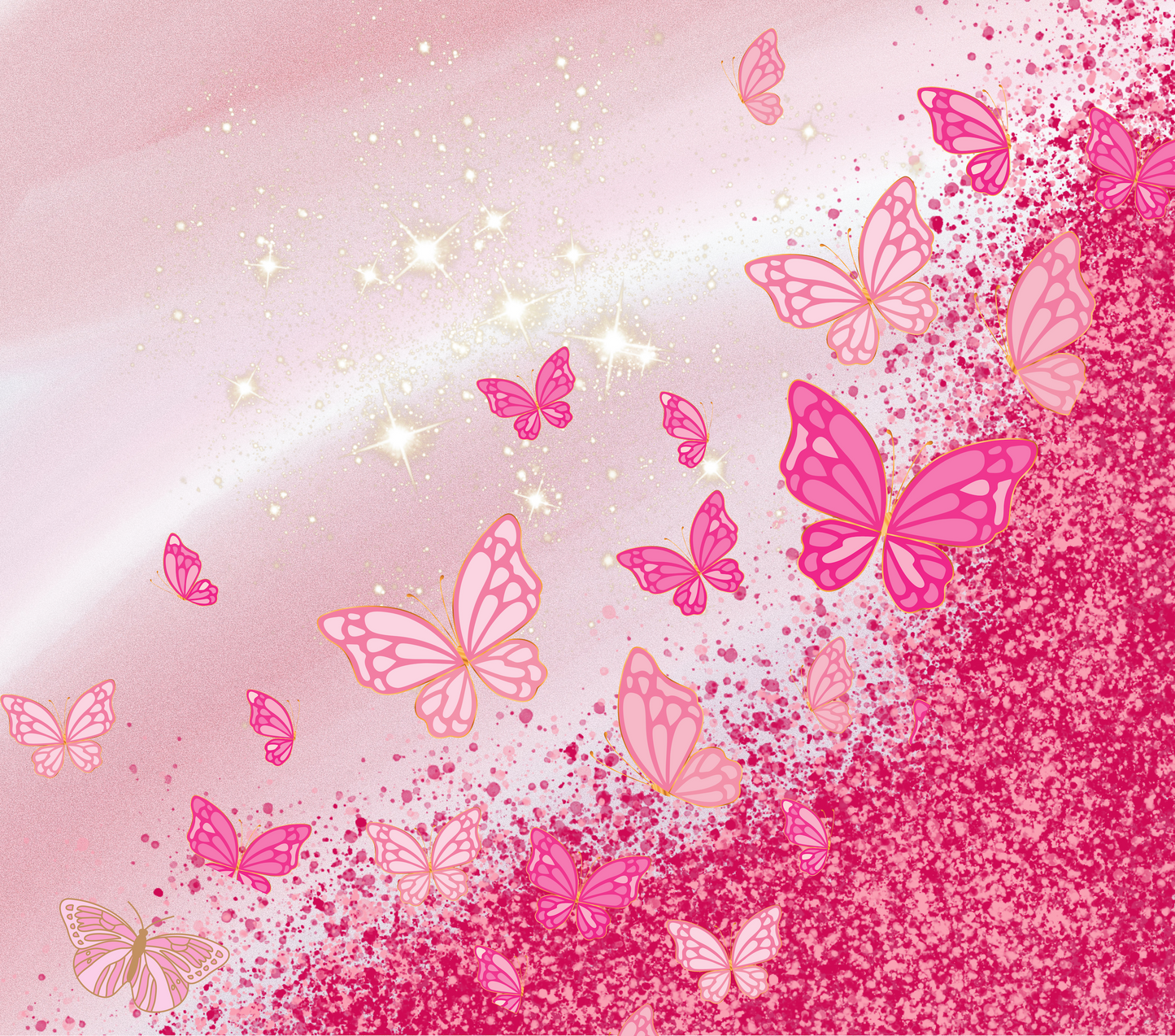 Pink Butterfly Glittery tumbler