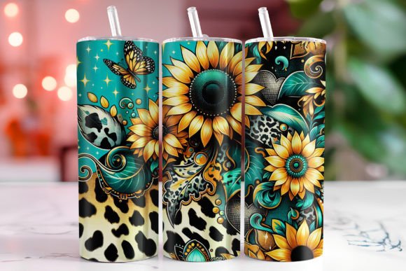 Vibrant Green and Leopard Gold Tumbler