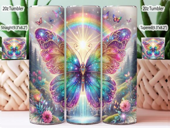 Glitter Rainbow Butterfly tumbler