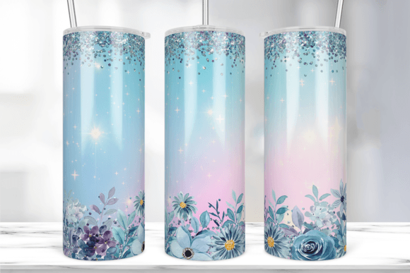 Light Blue and Pink Glitter tumbler