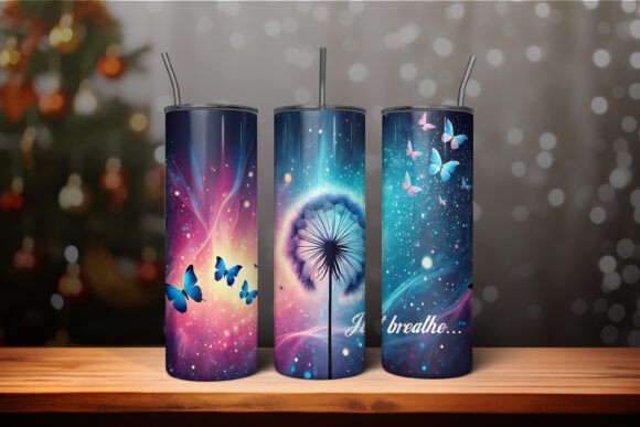 Just breathe butterflies, blue dandelion