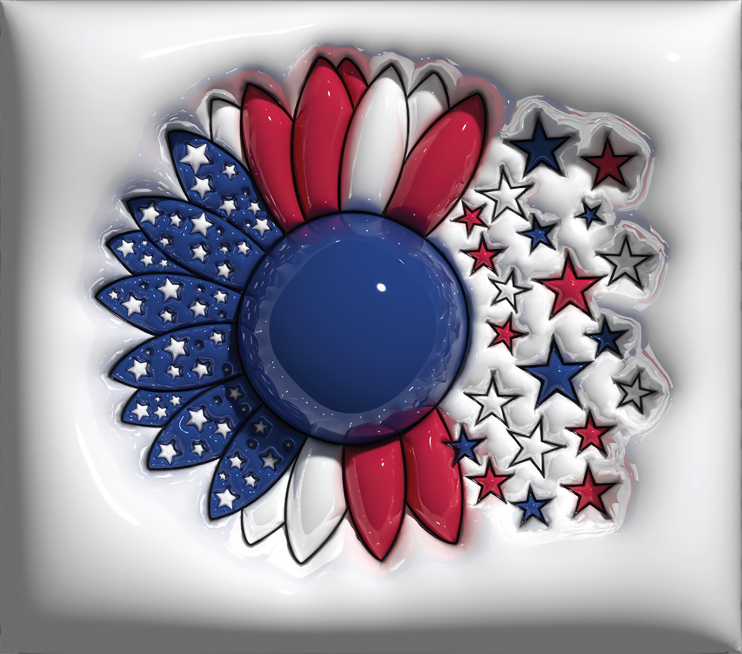 Red White and Blue Stars Sunflower
